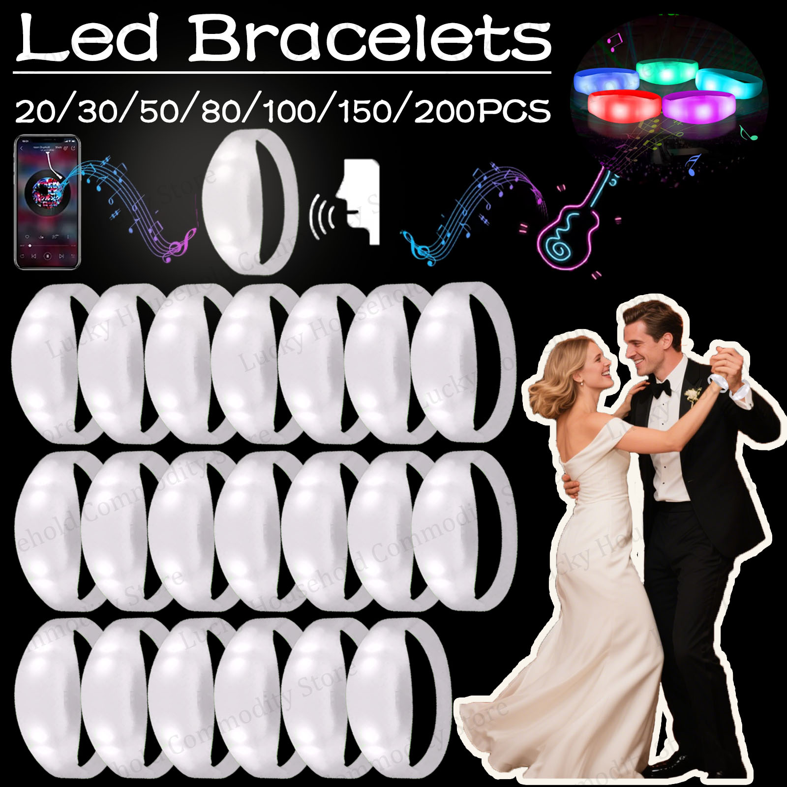 Audio Music Dj - 20-100 قطعة من أساور LED تتفاعل
