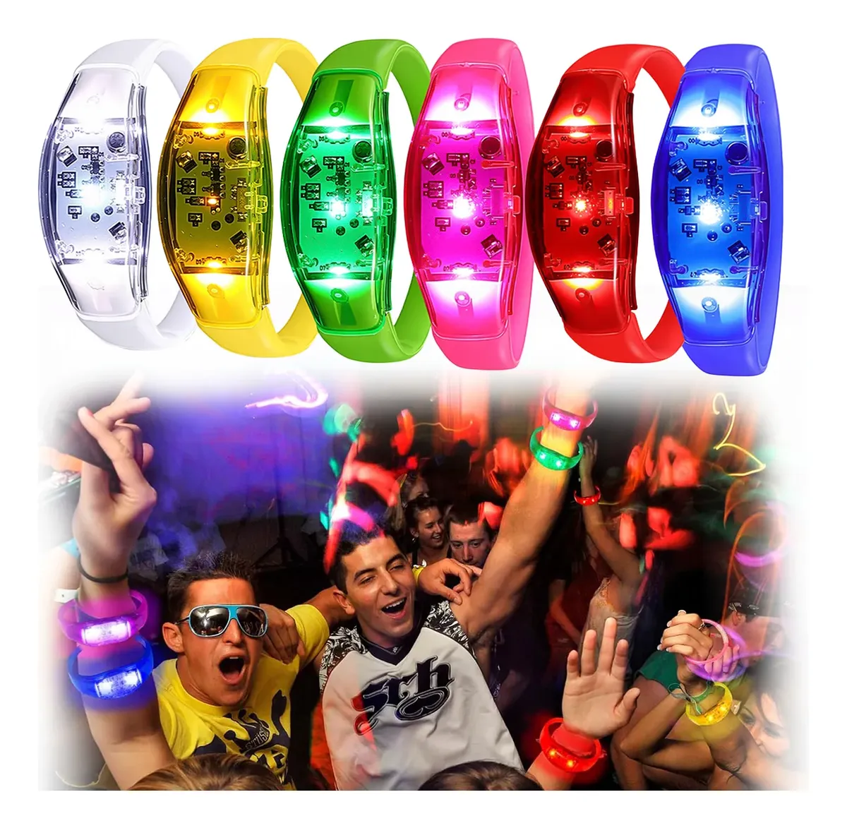 6 قطع من أساور LED تتفاعل مع ا - مراجعة Audio Music Dj وسعره
